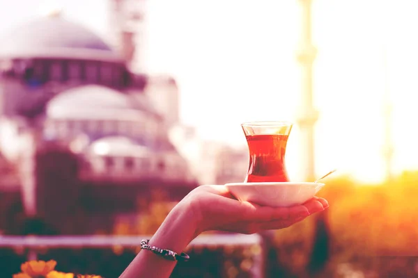 Türkiye Nin Stanbul Kentindeki Sultanahmet Camii Nin Arka Planında Bir — Stok fotoğraf