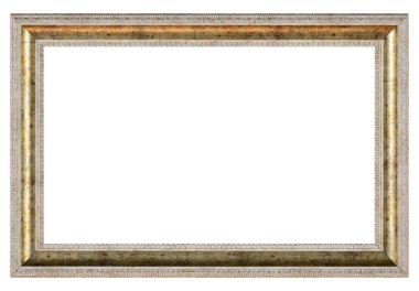 Beyaz zemin üzerinde izole edilmiş Eski Klasik Tahta Yapı Model Çerçevesi. Boş ve çeşitli deneklerin baget kalıpları. Tasarım elemanı. resim, ayna ya da fotoğraf çerçevelemek için kullanılıyor.