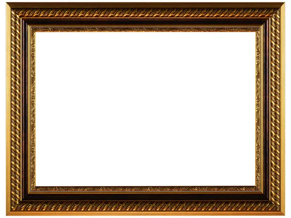 Golden Brown Classic Oud Vintage Houten Mockup Canvas Frame Geïsoleerd — Stockfoto