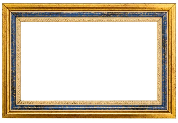 Niebieski złoty makieta płótno ramka izolowane na białym tle — Zdjęcie stockowe