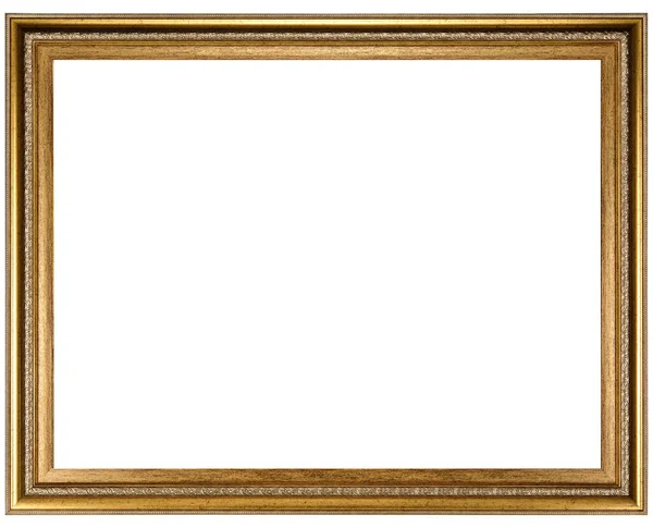 白い背景に隔離されたゴールデンブラウンのモックアップキャンバスフレーム — ストック写真