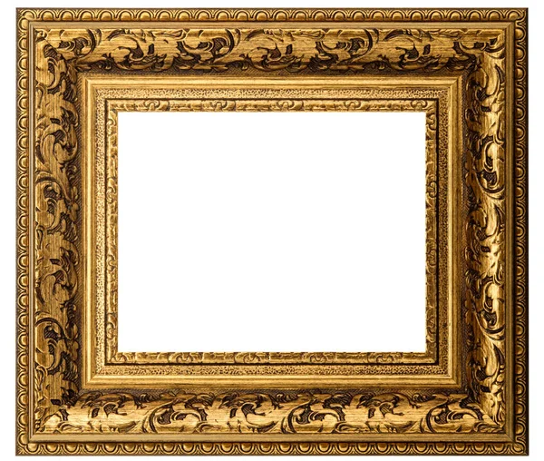 Gold Classic Old Vintage Houten Mockup Canvas Frame Geïsoleerd Witte — Stockfoto