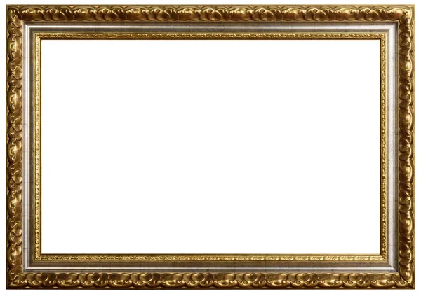 Gold Classic Old Vintage Wooden Mockup Canvas Frame Isolated White — Stock Photo, Image