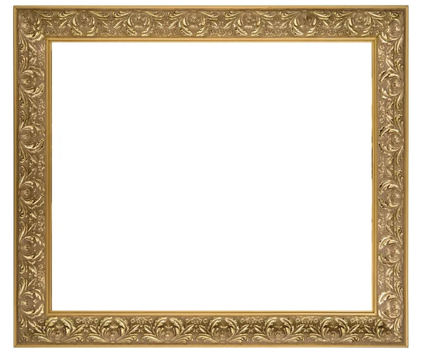 Klassieke Golden Old Vintage Houten Mockup Canvas Frame Geïsoleerd Witte — Stockfoto