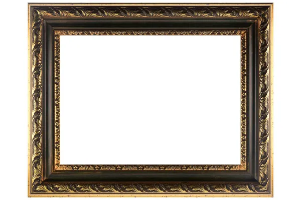 Old Vintage Classic Golden Wooden Mockup Canvas Frame Isolated White — Stock Photo, Image