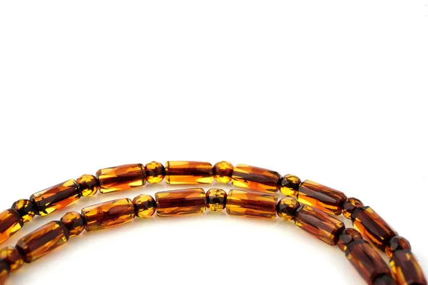 Baltic Necklace Made Natural Polished Transparent Honey Luxury Amber Beads — Stock Photo, Image