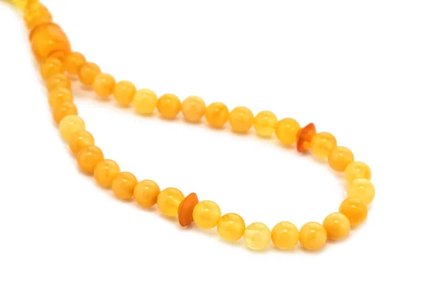 Baltic necklace made of Natural polished transparent honey luxury amber — Stock Photo, Image