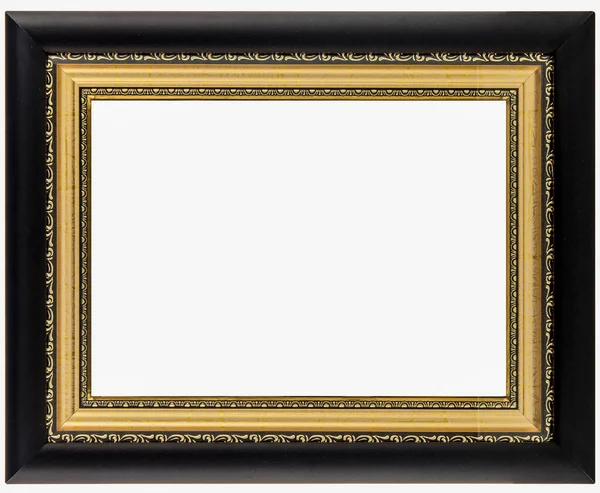 Oude Vintage klassieke Golden Black Houten mockup canvas frame — Stockfoto