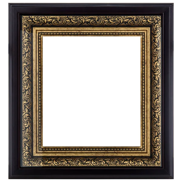 Oude Vintage klassieke Golden Black Houten mockup canvas frame — Stockfoto