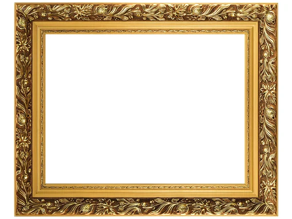Oude Vintage Klassieke Golden Wooden Mockup Canvas Frame Geïsoleerd Witte — Stockfoto