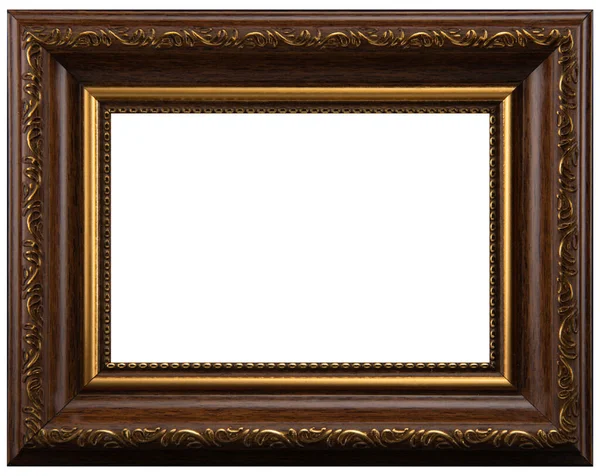 Oude Vintage klassieke Golden Wooden mockup canvas frame — Stockfoto
