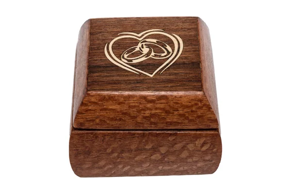 Wooden Jewelry Box Velvet Lining Vintage Accessories Clipping Pathon White — Stockfoto