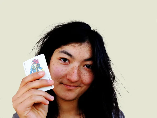 Cards lady — Stock Photo, Image