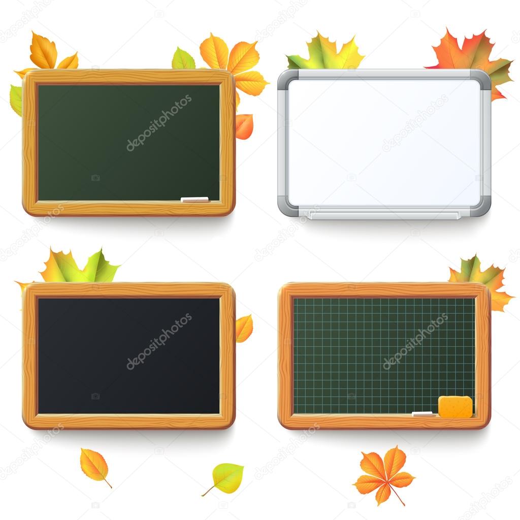 Set of school board on a white background.