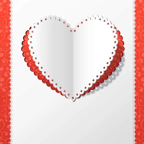 Card with a paper heart. Origami heart. — Stock Vector