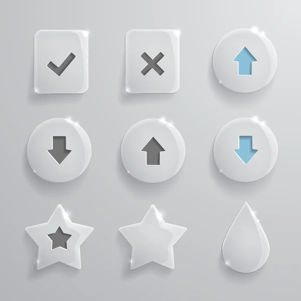 Set di icone trasparenti grigie per l'interfaccia del sito web . Illustrazioni Stock Royalty Free