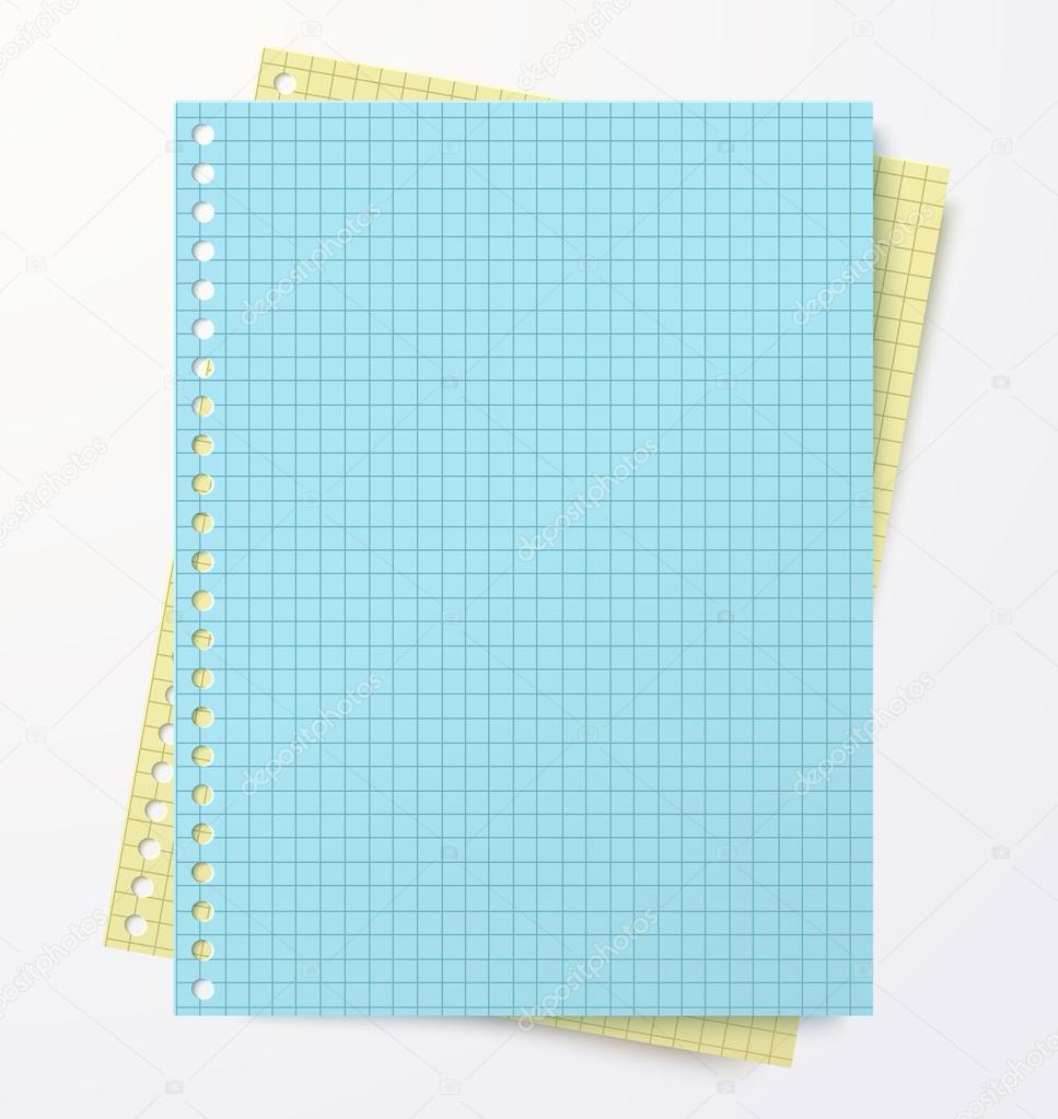 Colored sheets of notebook math on a white background. Stock Vector ...