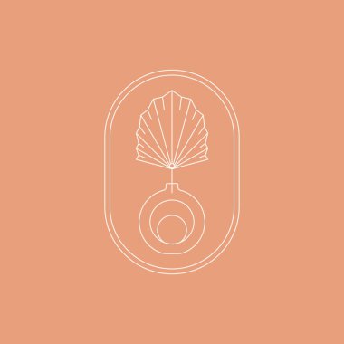 Boho vazosu ve Palm kurutulmuş Yaprak Moda Minimum Liner tarzında. Logo Oluşturmak için Vektör Bohem Çerçevesi