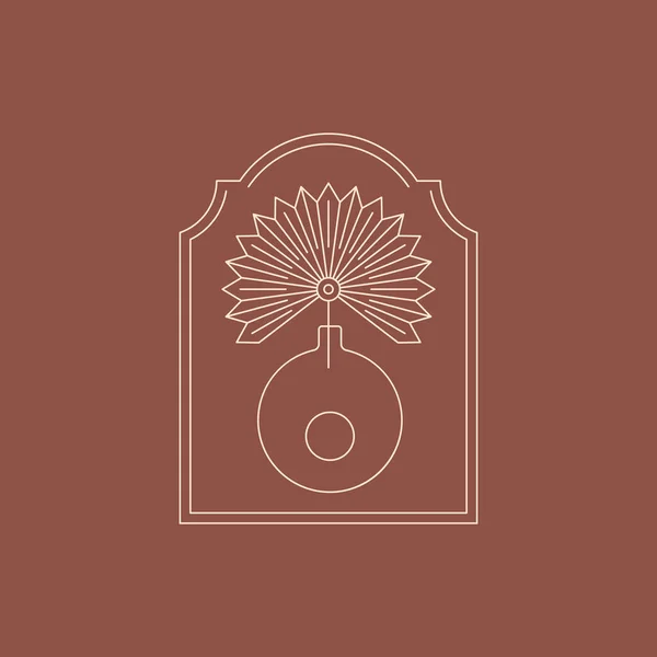 Wazon Boho i liść palmowy w modnym stylu Minimalna linijka. Vector Bohemian Frame for Tworzenie logo Grafika Wektorowa