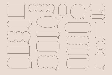 Minimalist Geometrik İnce Monolin Konuşma Kabarcığı Seti. Vektör Koleksiyonu Soyut Konuş Balon