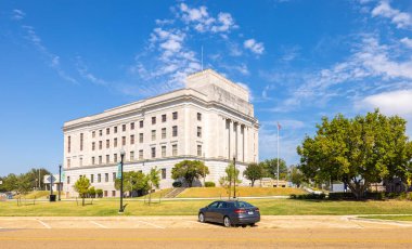 Texarkana, Arkansas, ABD - 26 Eylül 2021: Tarihi ABD Postanesi ve Adliye Sarayı