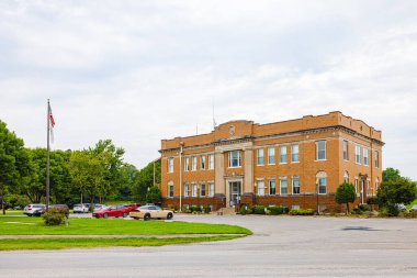 Mound City, Illinois, ABD - 18 Ağustos 2021: Tarihi Pulaski İlçe Adliyesi