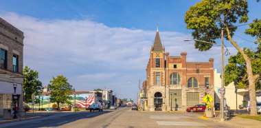 Fairfield, Illinois, ABD - 1 Ekim 2021: Ana Cadde 'deki Eski İş Bölgesi