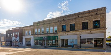 Fairfield, Illinois, ABD - 1 Ekim 2021: Ana Cadde 'deki Eski İş Bölgesi