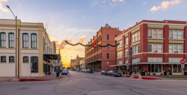 Galveston, Teksas, ABD - 23 Kasım 2021: Postane Caddesi 'ndeki eski iş bölgesi