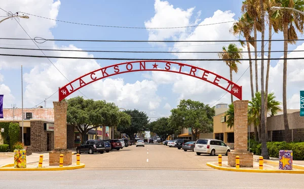 Harlingen Texas Verenigde Staten Juni 2021 Oude Zakenwijk Jackson Avenue — Stockfoto