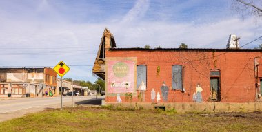 Newton, Teksas, ABD - 17 Ekim 2021: Court Caddesi 'ndeki eski iş bölgesi