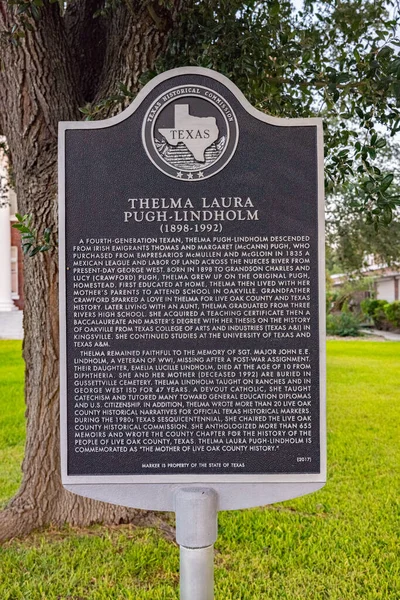 George West Texas Usa September 2021 Plaquette Geschiedenis Van Thelma — Stockfoto