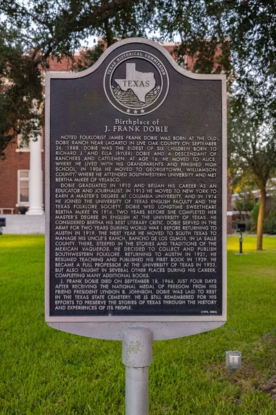 George West Texas Usa September 2021 Plaquette Geschiedenis Van James — Stockfoto