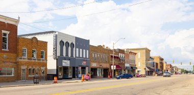 Rochester, Indiana, USA - August 22, 2021: The business district on Main Street