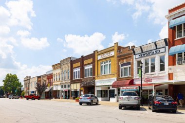 Sullivan, Indiana, USA - August 24, 2021: The business district on