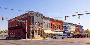 Rockville, Indiana, USA - September 28, 2021: The business district on Jefferson Street