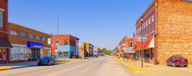Clinton, Indiana, USA - September 28, 2021: The business district on Main Street