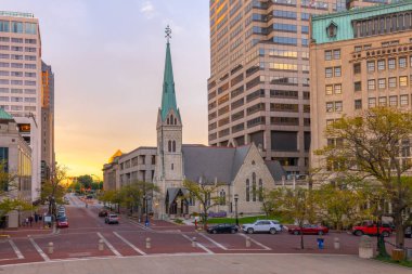 Indianapolis, Indiana, USA - October 19, 2021: The Christ Church Cathedral at Monument Cir
