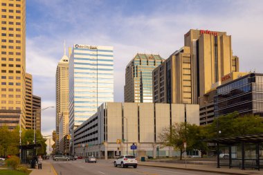 Indianapolis, Indiana, USA - October 19, 2021: Downtown as seen from Ohio Street