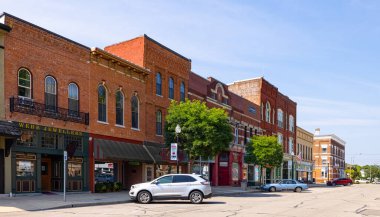 Winchester, Indiana, USA - August 21, 2021: The business district on Franklin Street