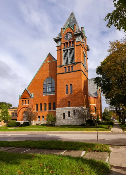 Manistee Michigan Usa Października 2021 Pierwszy Kościół Kongregacyjny — Zdjęcie stockowe