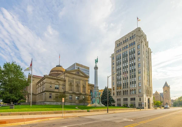 South Bend, Indiana, USA - August 21, 2021: The St Joseph County Courthouse and the Tower Building