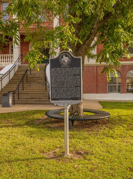 Hemphill Texas Usa 2021 Október Város Történetét Bemutató Plakett — Stock Fotó