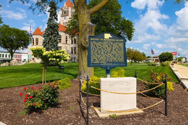Rochester Indiana Usa August 2021 Plaque Tells History Rochester College — Photo