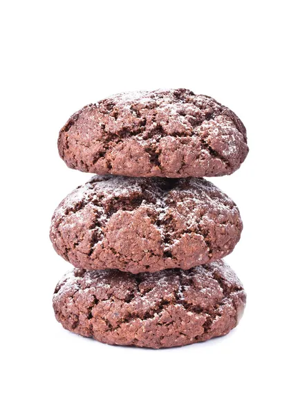 Biscoitos de chocolate isolados no fundo branco — Fotografia de Stock