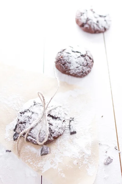 Chocolate snow cap cookies for Christmas — Stock Photo, Image