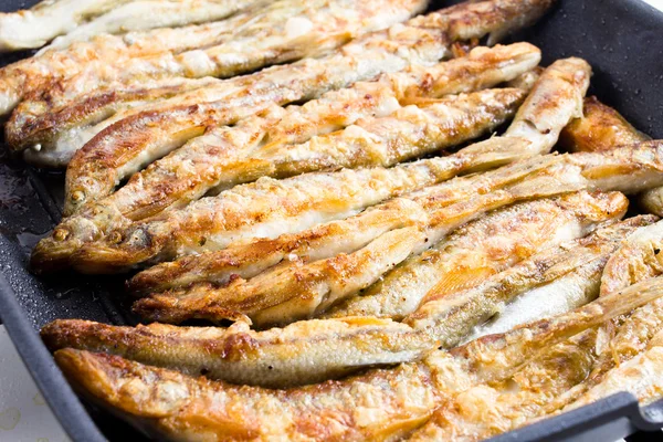 Sardine preparate con sale marino alla griglia hotpl — Foto Stock