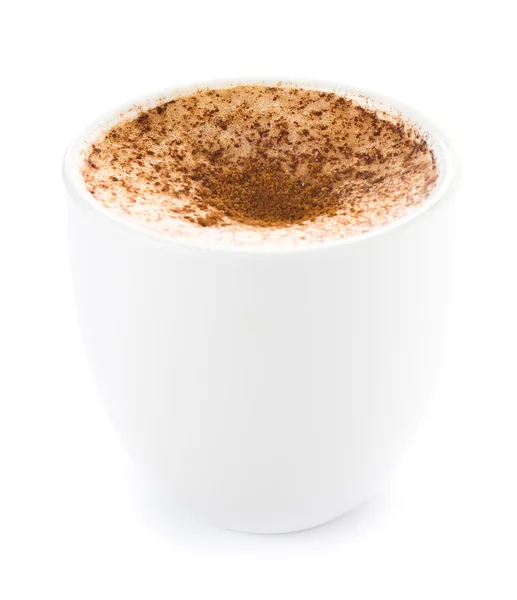 Café capuchino en polvo con chocolate aislado en la espalda blanca — Foto de Stock