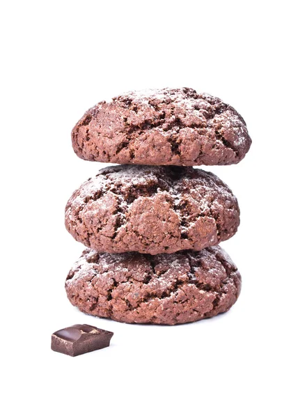 Chocolate cookies isolated on the white background — Stock Photo, Image