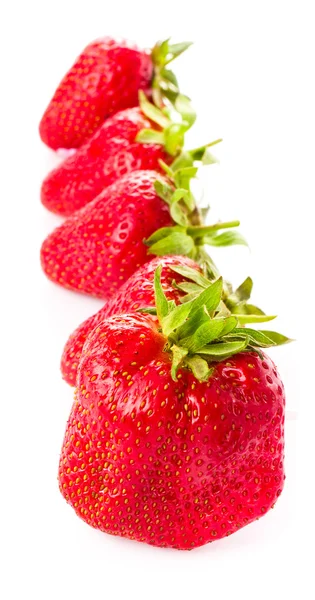 Fraise fraîche mûre isolée sur fond blanc, macro studio — Photo